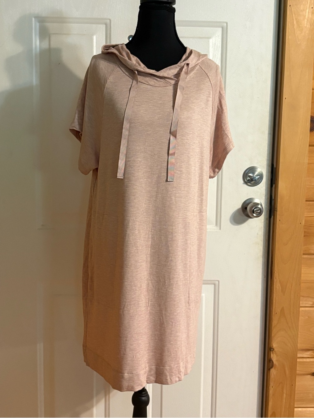 LOFT Lounge NWT Blush Pink Hooded T-Shirt Dress Size Small